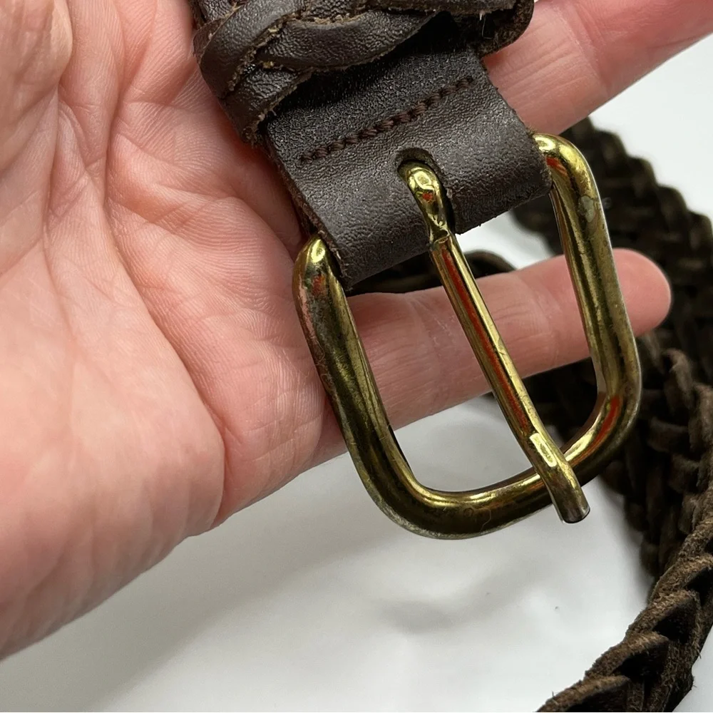 Capezlo vintage ML woven braided dark brown leather belt women boho western #5